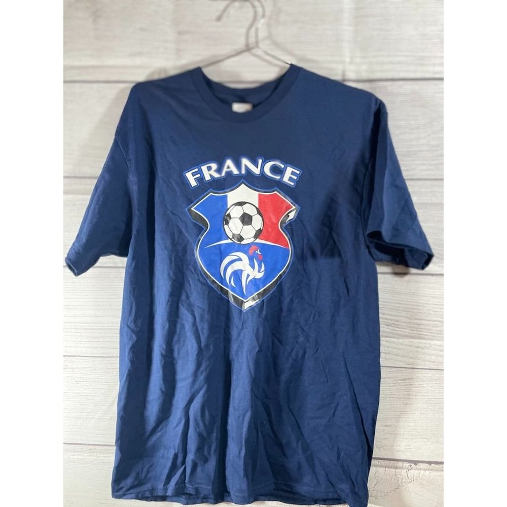 France - Men's Blue Logo Soccer T-Shirt - Size L